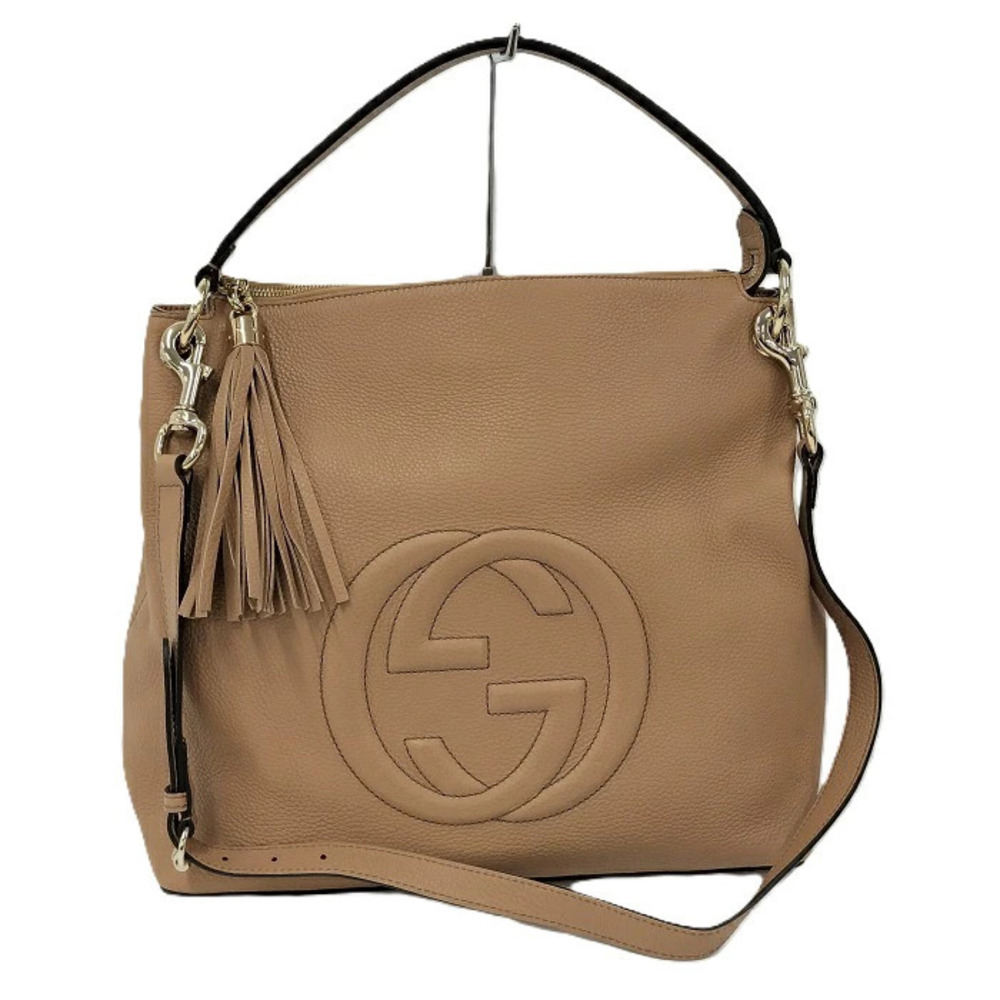 Gucci Shoulder Bag Soho Interlocking GG Leather Brown